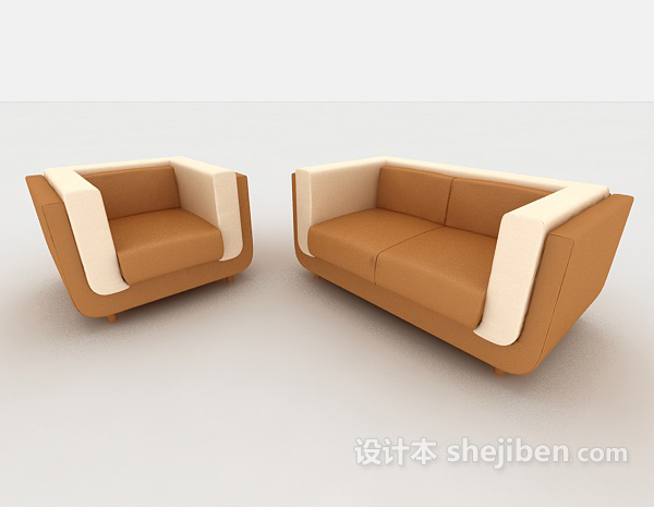 黄棕色组合沙发3d模型下载