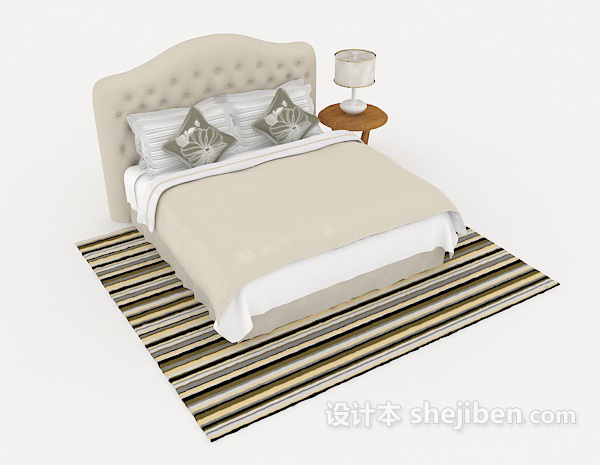 现代简约家具灰色双人床3d模型下载