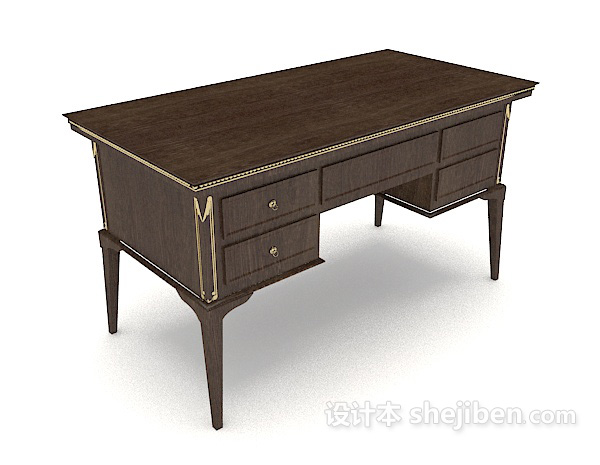 现代木质简约书桌3d模型下载