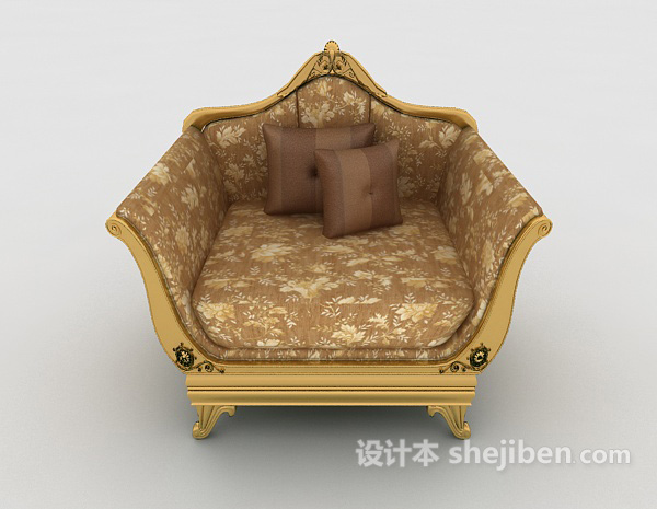 欧式风格欧式复古花纹沙发3d模型下载
