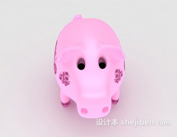 免费红猪存钱罐3d模型下载