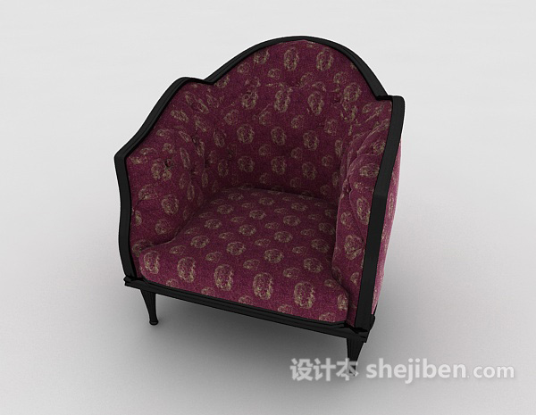 免费紫色复古沙发3d模型下载