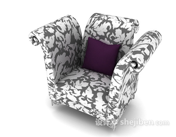 设计本花纹沙发3d模型下载