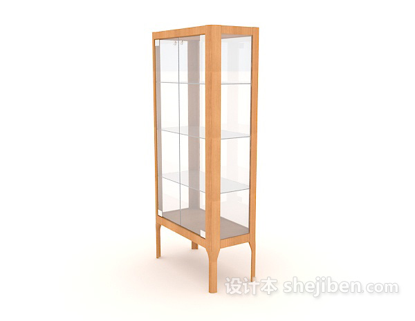 免费简单木质书柜3d模型下载