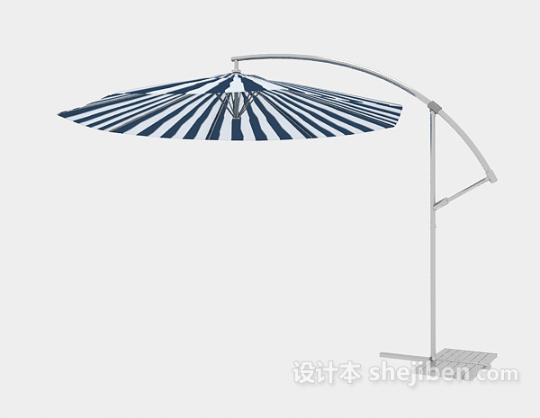 免费蓝白太阳伞3d模型下载