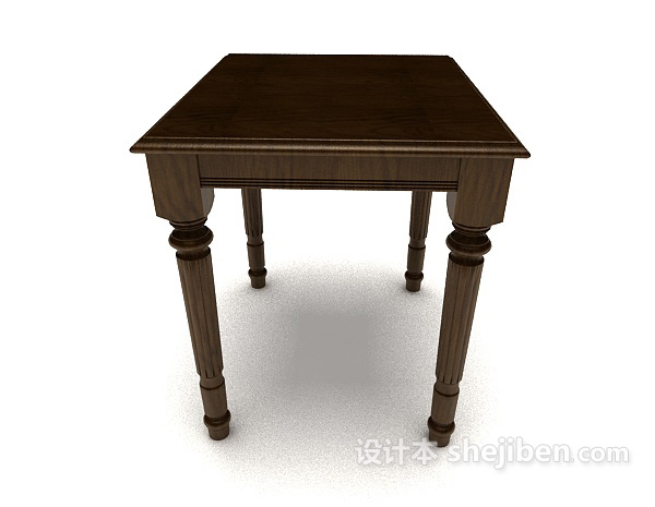 设计本新中式简约木质书桌3d模型下载