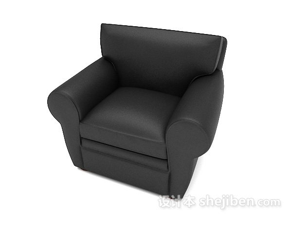 办公黑色单人沙发3d模型下载