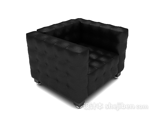 黑色皮质单人沙发3d模型下载