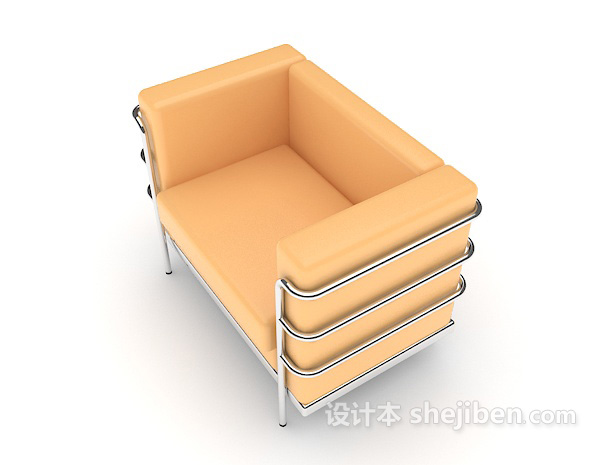 设计本简约休闲橙色椅子3d模型下载