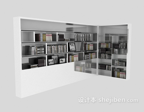 免费现代风格简约组合书柜3d模型下载