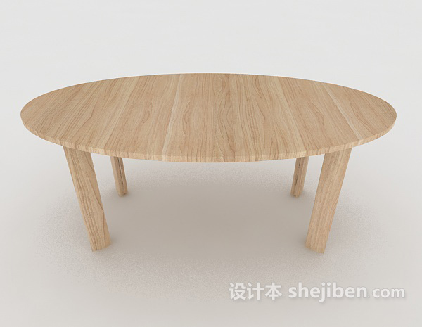 现代风格简约椭圆形木桌3d模型下载