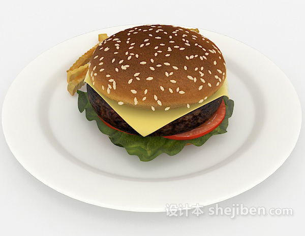 现代风格汉堡3d模型下载