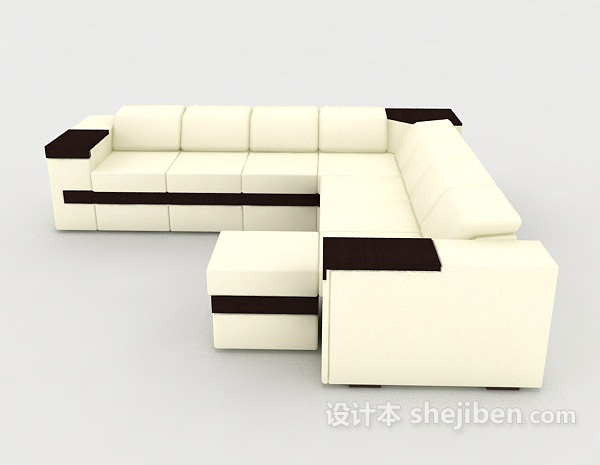 设计本现代简约黑白多人沙发3d模型下载