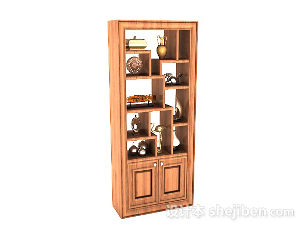 新中式简约木质柜子3d模型下载