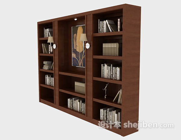 现代风格简约大气书柜3d模型下载