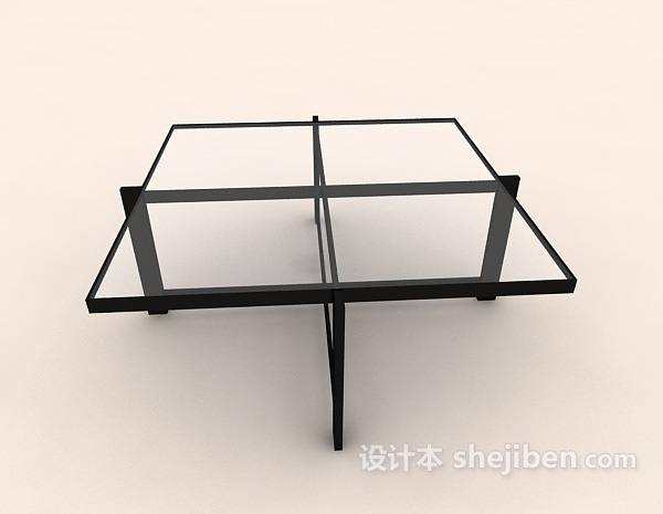 设计本个性黑色方形茶几3d模型下载