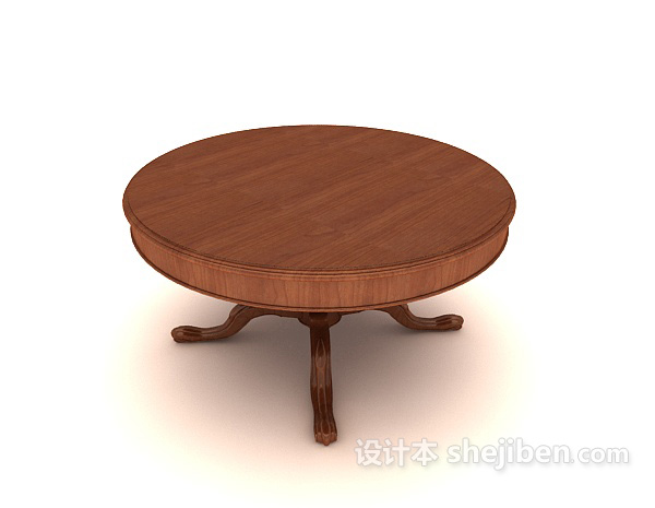 中式木质圆桌3d模型下载
