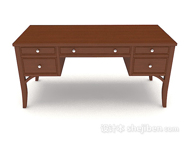 中式风格新中式简单木书桌3d模型下载
