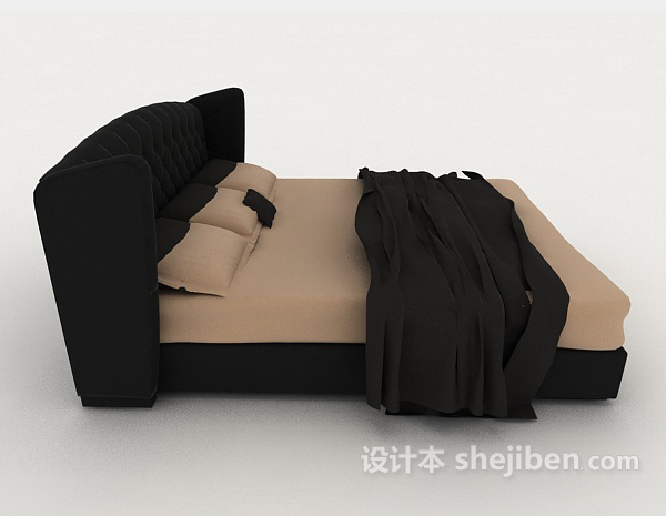 设计本家居黑色双人床3d模型下载