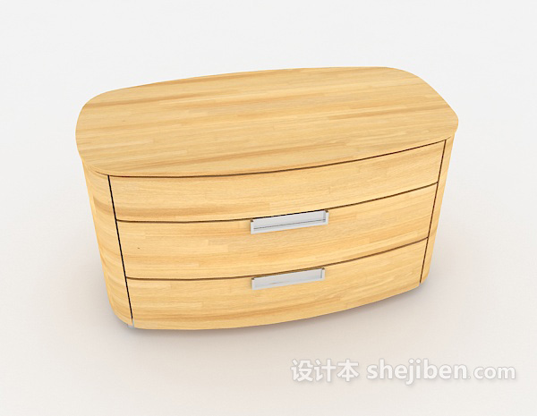现代风格浅黄木质床头柜3d模型下载