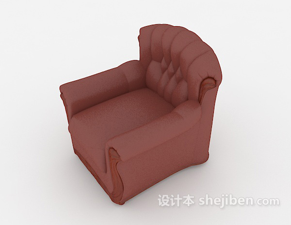 设计本暗红色单人沙发3d模型下载
