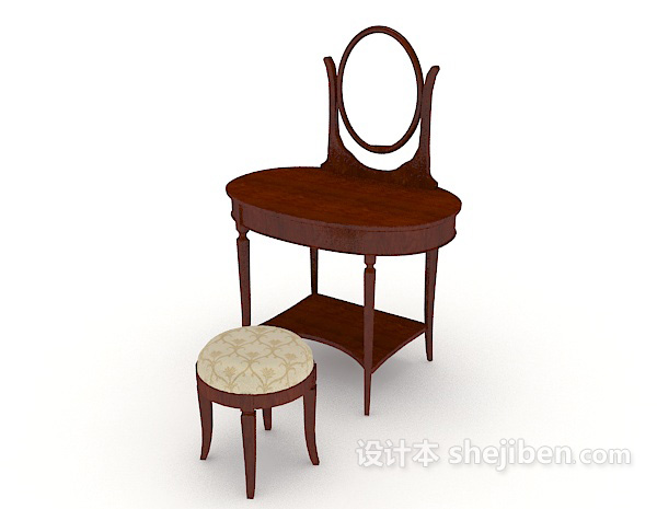 免费新中式梳妆台椅3d模型下载