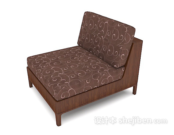 设计本家居花纹棕色单人沙发3d模型下载