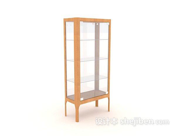 简单木质书柜3d模型下载