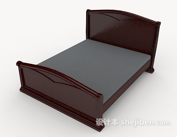 设计本漆木单人床3d模型下载