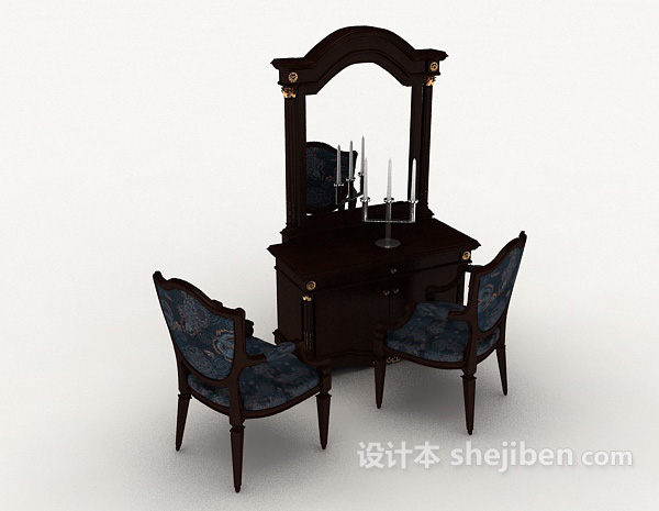 设计本新中式梳妆桌椅3d模型下载