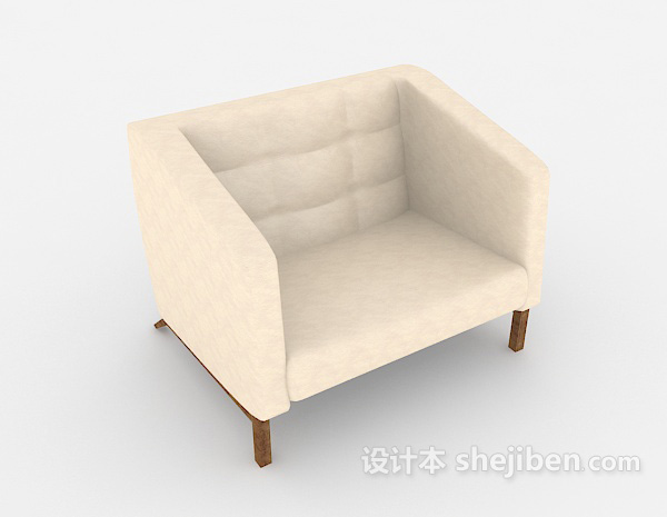 浅棕色方形简约单人沙发3d模型下载
