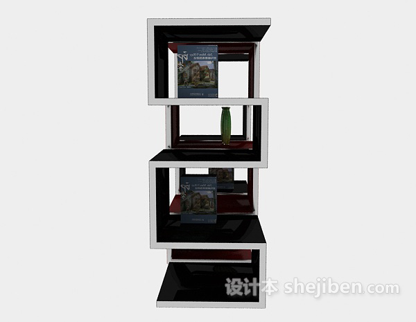 设计本现代个性书柜3d模型下载