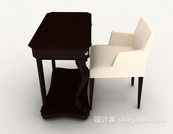 设计本简约新中式桌椅组合3d模型下载
