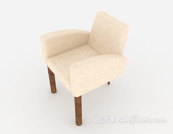 设计本米黄色简约家居单人沙发3d模型下载