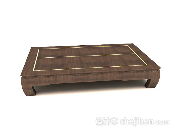 中式风格中式木质简约茶几3d模型下载