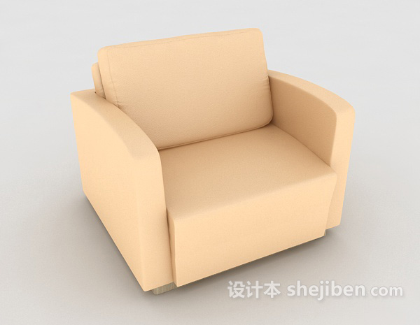 现代风格简约暖黄色单人沙发3d模型下载