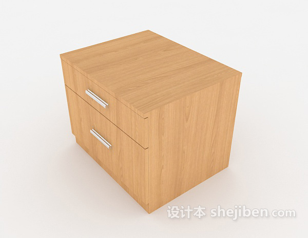 设计本黄色简约木质床头柜3d模型下载