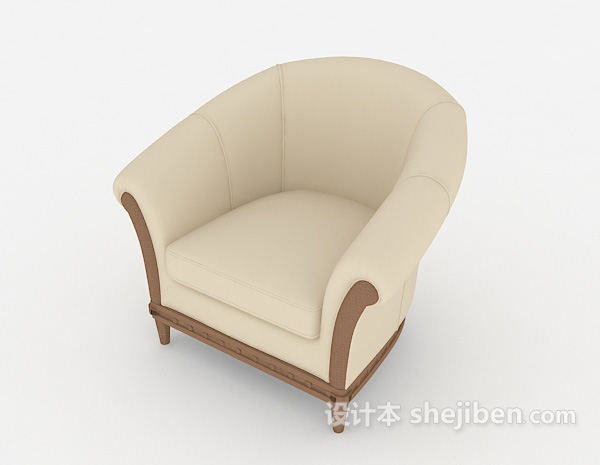 设计本米白色家居单人沙发3d模型下载