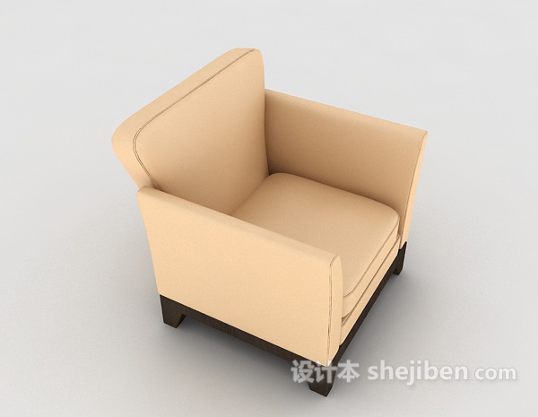 设计本休闲间距棕色单人沙发3d模型下载