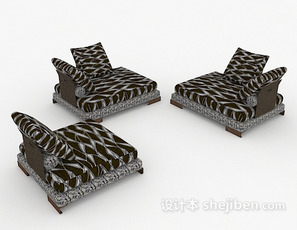 花纹深色组合沙发3d模型下载