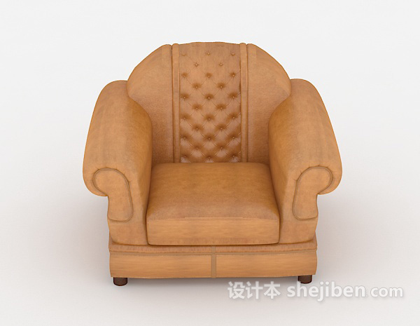 现代风格黄色皮质单人沙发3d模型下载
