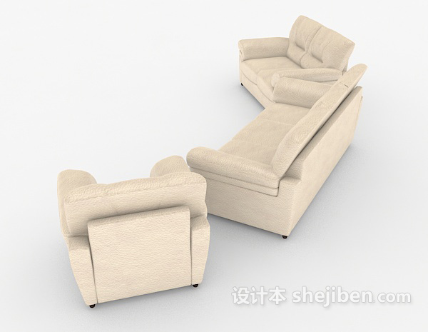 设计本简约现代浅色组合沙发3d模型下载