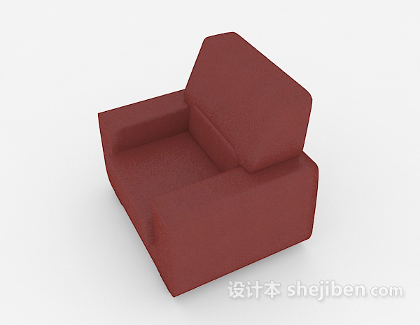 设计本红色现代简约单人沙发3d模型下载
