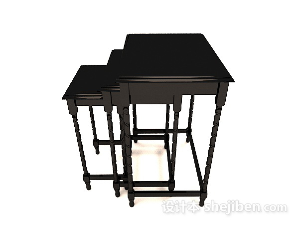 现代风格黑色套桌3d模型下载