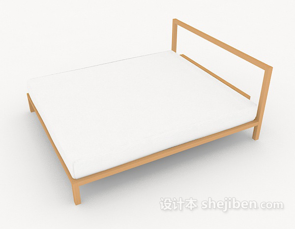 设计本木质白色双人床3d模型下载