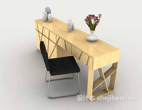 设计本现代简单桌椅组合3d模型下载