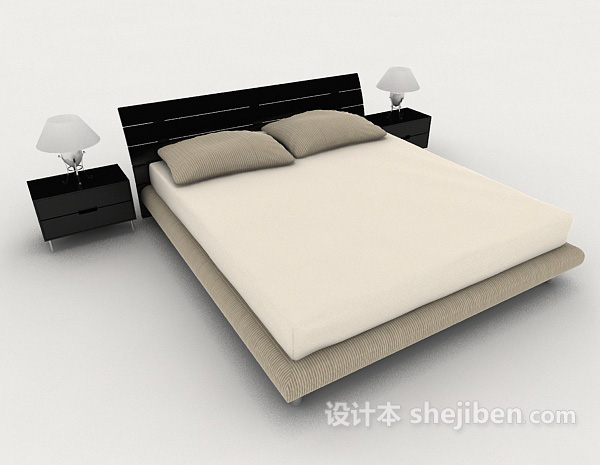 现代简单家居双人床3d模型下载