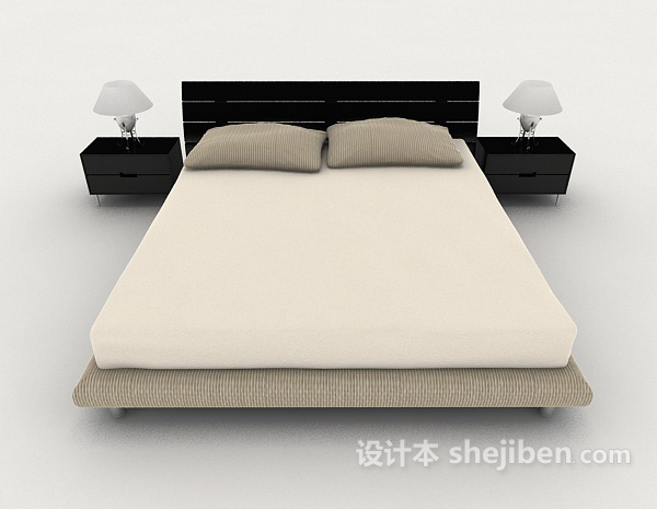 现代风格现代简单家居双人床3d模型下载