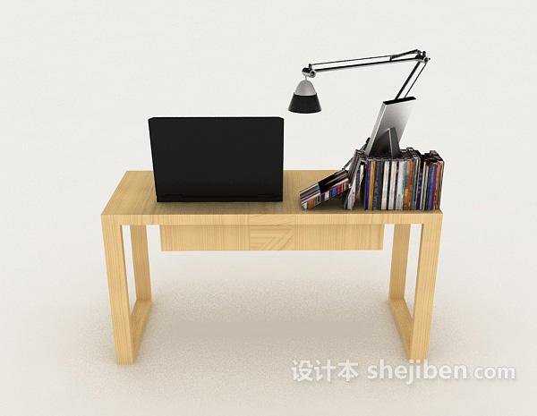 现代风格简约木质小书桌3d模型下载