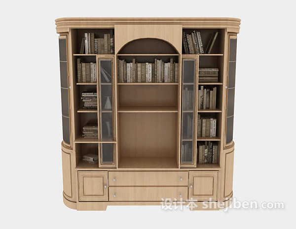欧式简单书柜3d模型下载